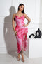 Vonesse Mesh Floral Slit Tank Midi Dress